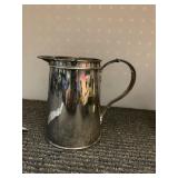 SILVER-TONE PITCHER, CYLINDRICAL FORM, INTEGRATED