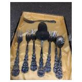 ASSORTED SILVER-TONE FLATWARE, ROSE MOTIF