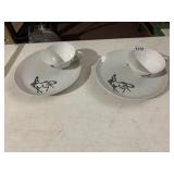 PORCELAIN TEA SET, HORSE MOTIF, HAND-PAINTED