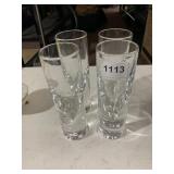 CRYSTAL DRINKING GLASSES, TALL, CLEAR, SCULPTED