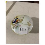 NIPPON PORCELAIN TRINKET BOX, HAND PAINTED, BIRD