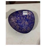 JIM LINDSEY ENAMELIST, TRIANGULAR BOWL, BLUE