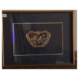 ASIAN EMBROIDERED SILK PANEL, BIRD AND FLORAL