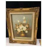 C. NICHOLS OIL PAINTING, FLORAL STILL LIFE, WHITE