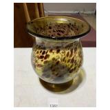 ART GLASS VASE, AMBER GLASS, BROWN SPOTTED