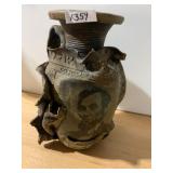 ART POTTERY JUG, NEWSPAPER PRINT RELIEF, ABRAHAM