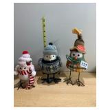 DECORATIVE BIRD FIGURINES, FABRIC AND METAL