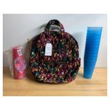 TIME AND TRU QUILTED BACKPACK, FLORAL BUTTERFLY