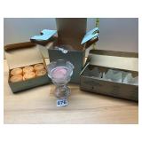 PARTYLITE GLASS CANDLE HOLDER, FROSTED GLASS