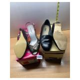 ISAAC MIZRAHI FOR TARGET PEWTER SLINGBACK WEDGES,