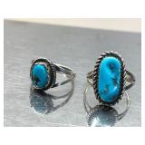 925 SILVER RINGS, TURQUOISE STONES, 0.2660 OZT