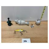 ASSORTED FIGURINES, CERAMIC GOOSE, CERAMIC SEAL,