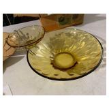 HAZELWARE LYRIC CHIP N DIP SET, AMBER GLASS,
