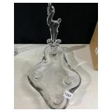CRYSTAL CENTERPIECE, DEER FIGURINE FINIAL, THREE