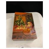 WOODEN KEEPSAKE BOX, SANTA CLAUS AND CHRISTMAS