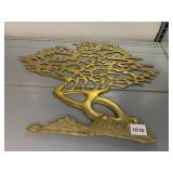 BRASS WALL SCULPTURE, STYLIZED BONSAI TREE,