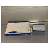 PORCELAIN DISHES, BAMBOO MOTIF, BLUE AND WHITE,