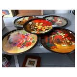 ASSORTED DECORATIVE SERVING TRAYS, FLORAL THEMES,