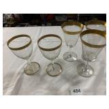STEMWARE, CLEAR GLASS, GOLD RIM, ETCHED BAND