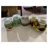 ASSORTED DECORATIVE CANDLES, INCLUDES GLASS JAR