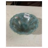 POTTERY BOWL, CRYSTALLINE GLAZE, TURQUOISE AND