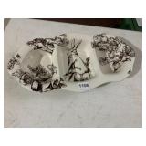 J. WILFRED BUNNY TOILE SERVING DISH,