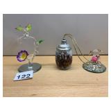 GLASS BARON FIGURINES, HUMMINGBIRD ON BRANCH, DOG