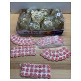 ASSORTED CHRISTMAS DECOR, GOLD MESH ORNAMENTS,