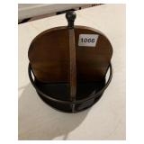 POTTERY BARN ROTATING DESK ORGANIZER, WOOD AND