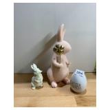 EASTER FIGURINES, INCLUDES FLOCKED RABBITS,