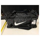 NIKE DUFFEL BAG, BLACK W/ MULTICOLOR SWOOSH