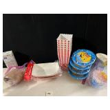 ASSORTED PARTY SUPPLIES, INCLUDES POPCORN BOXES,