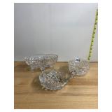PRESSED GLASS SERVING BOWLS, ASSORTED PATTERNS,