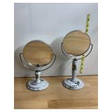 TABLETOP MIRRORS, PORCELAIN STANDS, FLORAL MOTIF,