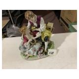 PORCELAIN FIGURINE, COURTSHIP SCENE, FLORAL