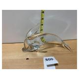 CRYSTAL DOLPHIN FIGURINE, CLEAR GLASS, CURVED
