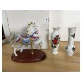 CAROUSEL HORSE FIGURINE, PORCELAIN, GILT ACCENTS,
