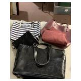 ASSORTED TOTE BAGS, INCLUDES STRIPED CANVAS TOTE,