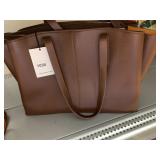 FREJA NEW YORK TOTE BAG, BROWN LEATHER, DUAL