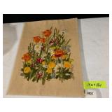 EMBROIDERED TEXTILE, FLORAL BOUQUET, MULTICOLOR