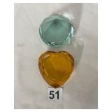 FACETED GLASS PAPERWEIGHTS, INCLUDES TEAL ROUND,