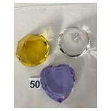FACETED GLASS PAPERWEIGHTS, INCLUDES YELLOW