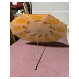 DECORATIVE UMBRELLA, ORANGE FABRIC, SCALLOPED