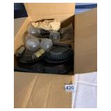 ASSORTED OUTDOOR PATH LIGHTS, METAL AND GLASS