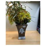 CERAMIC VASE, BROWN GLAZE, WHITE RELIEF