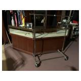 CHROME GARMENT RACK, ADJUSTABLE HEIGHT, ROLLING
