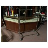 CHROME CLOTHES RACK, ADJUSTABLE HEIGHT, ROLLING