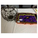 METAL WIRE PUMPKIN BASKET, HALLOWEEN BAT SERVING