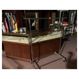 CHROME GARMENT RACK, ADJUSTABLE HEIGHT, ROLLING