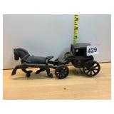 CAST IRON HORSE DRAWN CARRIAGE, BLACK FINISH,